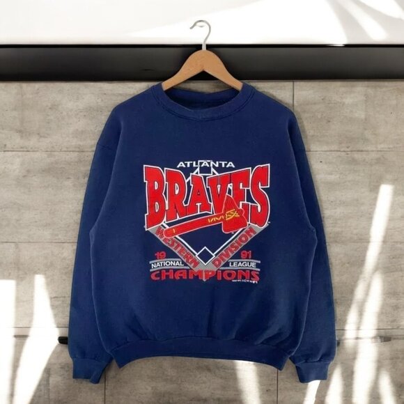 Other Other - Atlanta Braves Baseball Champions Retro Style Navy Sweatshirt Men Women